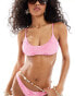 Mango textured bikini top in light and mid pink