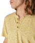 ფოტო #3 პროდუქტის Men's Linen Short Sleeves Henley T-shirt