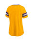 Фото #2 товара Women's Gold-Tone and Heathered Gray Los Angeles Lakers Block Party Striped Sleeve T-shirt