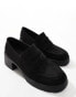 ASOS DESIGN Scribble chunky mid heeled loafers in black