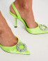 ASOS DESIGN Poppy embellished slingback high heeled shoes in lime