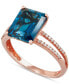 ფოტო #2 პროდუქტის London Blue Topaz (4 ct. t.w.) & Diamond (1/10 ct. t.w.) Ring in 14k Rose Gold