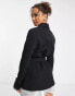 Фото #2 товара New Look belted blazer with fluff trim in black