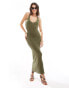 Фото #3 товара Miss Selfridge crochet maxi dress in khaki