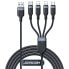 Фото #1 товара 4w1 Kabel przewód USB-A - USB-C 2x iPhone Lightning microUSB 1.2m czarny