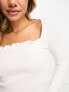 Фото #3 товара ASOS DESIGN long sleeve top with gathered bust in white