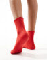 Topshop ribbed frill socks in red