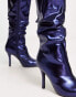 Фото #3 товара RAID Charlize ruched knee boots in metallic blue