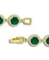 Фото #4 товара Emerald Green Glass Cubic Zirconia Halo Link Bracelet