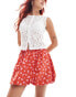 Фото #1 товара ASOS DESIGN poplin bubble hem mini skirt in red ditsy