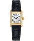 ფოტო #1 პროდუქტის Women's Swiss Classics Carree Diamond (3/8 ct. t.w.) Black Leather Strap Watch 23mm