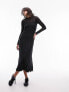 Topshop jersey ladder detail long sleeve maxi dress in black