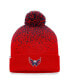 ფოტო #2 პროდუქტის Men's Red Washington Capitals Iconic Gradient Cuffed Knit Hat with Pom