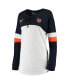 ფოტო #3 პროდუქტის Women's White, Navy Chicago Bears Athletic Varsity Lace-Up V-Neck Long Sleeve T-shirt