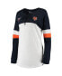 Women's White, Navy Chicago Bears Athletic Varsity Lace-Up V-Neck Long Sleeve T-shirt