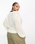 COLLUSION Plus knitted crochet cardigan in true white