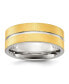 Stainless Steel Brushed Yellow IP-plated Grooved Band Ring