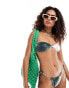 Фото #1 товара COLLUSION co-ord blurred print twist front micro bikini top in green