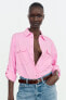 Фото #3 товара Рубашка из смесового льна с подворачиваемыми рукавами ZARA