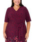 ფოტო #4 პროდუქტის Plus Size Printed V-Neck Tie-Waist Short-Sleeve Dress