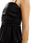 & Other Stories mini dress with pleated bodice and full skirt in black