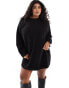 ASOS DESIGN Curve crew neck mini dress with wide cuff in black