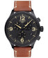ფოტო #1 პროდუქტის Men's Swiss Chrono XL Brown Leather Strap Watch 45mm