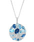 ფოტო #3 პროდუქტის EFFY® Multi-Gemstone Mixed-Cut Cluster Disc 18" Pendant Necklace (5-5/8 ct. t.w.) in 14k White Gold