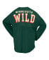 ფოტო #2 პროდუქტის Women's Green Minnesota Wild Spirit Lace-Up V-Neck Long Sleeve Jersey T-shirt
