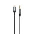 Kabel audio AUX w oplocie bawełnianym iPhone Lightning - mini jack 3.5mm 1m szary