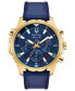 ფოტო #1 პროდუქტის Men's Chronograph Marine Star Blue Leather & Silicone Strap Watch 43mm