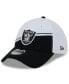 ფოტო #2 პროდუქტის Men's White, Black Las Vegas Raiders 2023 Sideline 39THIRTY Flex Hat