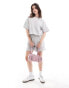 ONLY Miami print boxy short sleeve sweat top co-ord in light grey