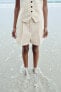 DARTED LINEN-BLEND BERMUDA SHORTS