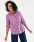 Фото #1 товара Women's Printed Cotton Button-Up Shirt, Created for Macy's