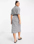 ASOS DESIGN short sleeve shirt midi dress with belt in mono check