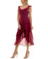 Juniors' Ruffle-Neck Asymmetric-Hem Chiffon Dress