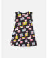 ფოტო #1 პროდუქტის Girl Printed Dress With Mesh Sleeves Black - Toddler Child