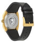 ფოტო #3 პროდუქტის Men's Swiss Black Leather Strap Watch 44mm