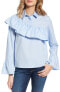 Фото #1 товара SINCERELY JULES 152444 Women's Asymmetrical Ruffle Blouse Blue Sz. Medium