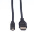 ROLINE HDMI High Speed Cable + Ethernet - A - D - M/M 2 m - 2 m - HDMI Type A (Standard) - HDMI Type A (Standard) - Audio Return Channel (ARC) - Black