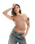 Фото #1 товара ASOS DESIGN draped knot sleeve top in taupe