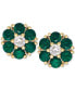 ფოტო #2 პროდუქტის Sapphire (1-1/5 ct. t.w.) and White Sapphire (1/6 ct. t.w.) Flower Stud Earrings in 14k Gold (Also Available in Emerald and Ruby)
