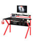 PVC Coated Ergonomic Metal Frame Gaming Desk, Black