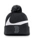 ფოტო #1 პროდუქტის Men's Black Boston Red Sox Swoosh Peak Cuffed Knit Hat with Pom