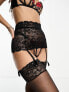 Ann Summers bow back lace up suspender set in black