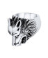 ფოტო #3 პროდუქტის Hunter Animal Norse Viking Warrior Signet Fierce Roaring Wolf Head Ring Oxidized .925 Sterling Silver