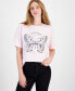 ფოტო #1 პროდუქტის Juniors' Butterfly-Graphic Cotton Crewneck T-Shirt