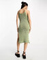 ASOS DESIGN knitted crochet midi dress in open stitch in khaki