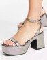 Topshop Rebecca platform tubular tie sandal in pewter